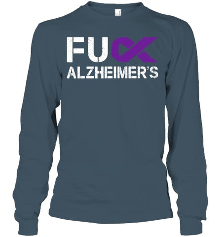 Image of Fuck FU Alzheimer s Awareness Month Purple Ribbon Fighter T Shirt