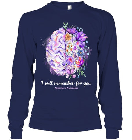 Image of I Will Remember For You Brain Alzheimer s Awareness T Shirt