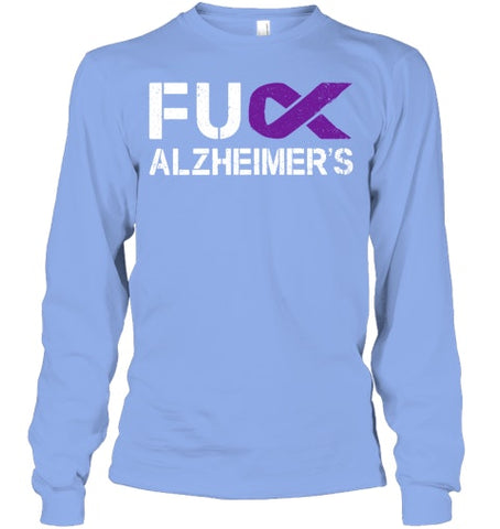 Image of Fuck FU Alzheimer s Awareness Month Purple Ribbon Fighter T Shirt