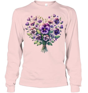 Alzheimer purple floral pansy dementia alzheimer s awareness T Shirt (2)