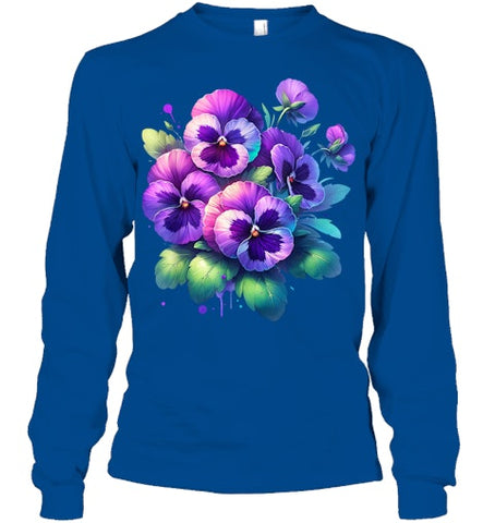 Image of Alzheimer purple floral pansy dementia alzheimer s awareness T Shirt