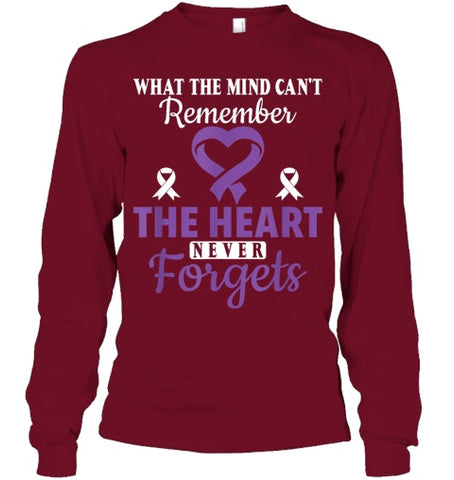 Image of The Heart Never Forgets Alzheimer's Awareness Purple Ribbon