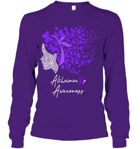 Image of Alzheimer s Awareness Shirt Alzheimers Purple Butterflies T Shirt