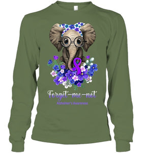 Forget me not Alzheimer s Awareness Elephant Flower T Shirt