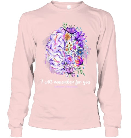 Image of I Will Remember For You Brain Alzheimer s Awareness T Shirt