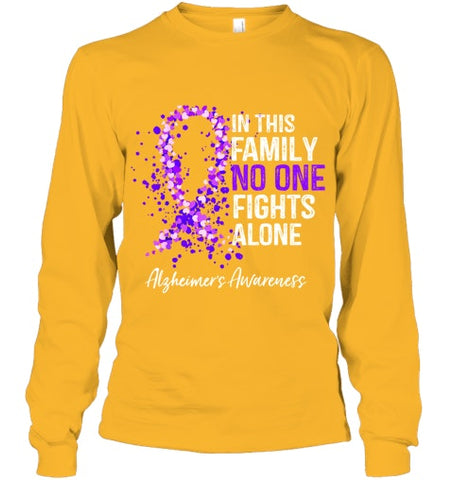 Image of In This Family No One Fights Alone Shirt Alzheimer s Ribbon T Shirt