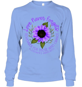 Alzheimer Awareness Tee for Men and Women Purple sunflower T Shirt