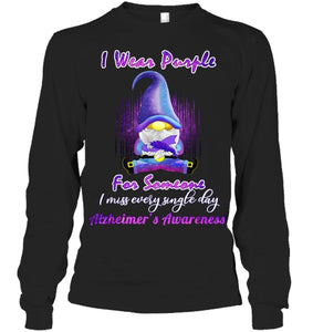 Alzheimer s Awareness Products I Wear Purple Ribbon Gnome T Shirt