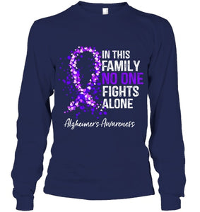 In This Family No One Fights Alone Shirt Alzheimer s Ribbon T Shirt