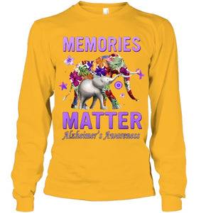 Alzheimers Awareness Memories Matter Purple Elephant Womens T Shirt