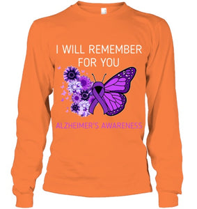 Alzheimer s Awareness I Will Remember you Butterfly Women T Shirt