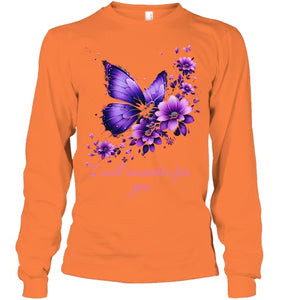 Butterfly I Will Remember For You Alzheimer s Awareness T Shirt