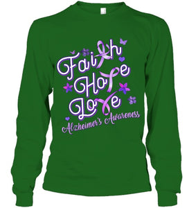 Alzheimer s Awareness Purple Ribbon Products Faith Hope Love T Shirt