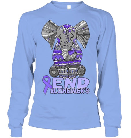 Image of Womens Alzheimer Awareness Shirts and gifts purple Elephant V Neck T Shirt