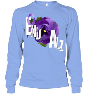 End Alz Purple Floral Pansy Dementia Alzheimer s Awareness T Shirt