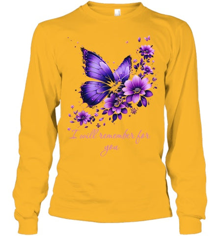 Image of Butterfly I Will Remember For You Alzheimer s Awareness T Shirt