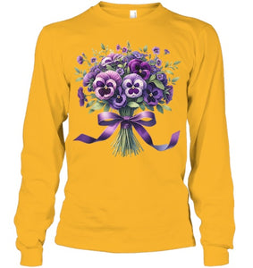 Alzheimer purple floral pansy dementia alzheimer s awareness T Shirt (5)