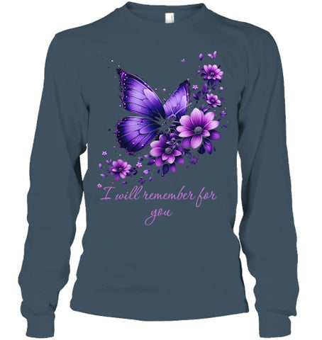 Image of Butterfly I Will Remember For You Alzheimer s Awareness T Shirt