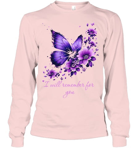 Image of Butterfly I Will Remember For You Alzheimer s Awareness T Shirt