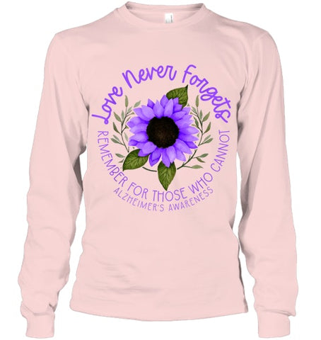 Image of Alzheimer Awareness Tee for Men and Women Purple sunflower T Shirt