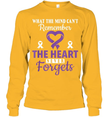 Image of The Heart Never Forgets Alzheimer's Awareness Purple Ribbon