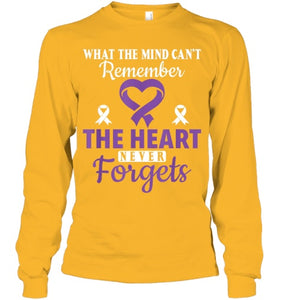 The Heart Never Forgets Alzheimer's Awareness Purple Ribbon