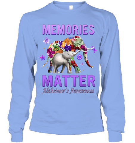 Image of Alzheimers Awareness Memories Matter Purple Elephant Womens T Shirt