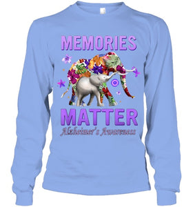 Alzheimers Awareness Memories Matter Purple Elephant Womens T Shirt