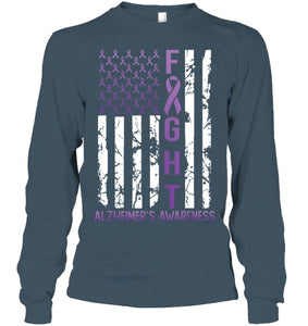 Alzheimer s Awareness Month Day USA Flag Ribbon Purple T Shirt