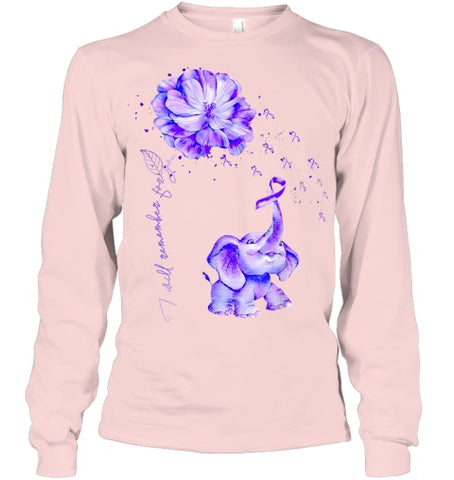 Image of I ll Remember For You Purple Elephant Alzheimer s Awareness T Shirt