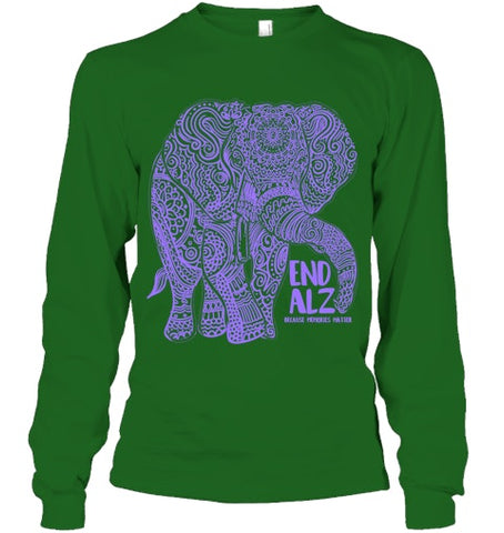 Image of Purple Elephant Alzheimer Awareness Apparel & gifts, END ALZ T Shirt