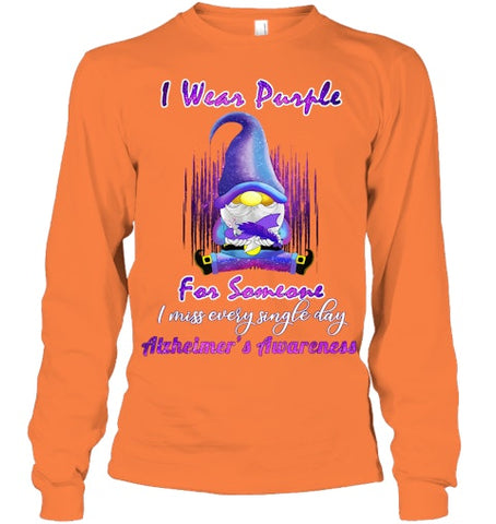 Image of Alzheimer s Awareness Products I Wear Purple Ribbon Gnome T Shirt