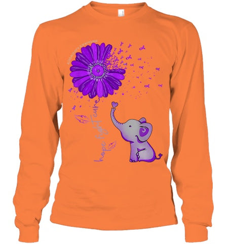 Image of Hope Fight Cure Elephant Alzheimer s Purple Ribbon T Shirt