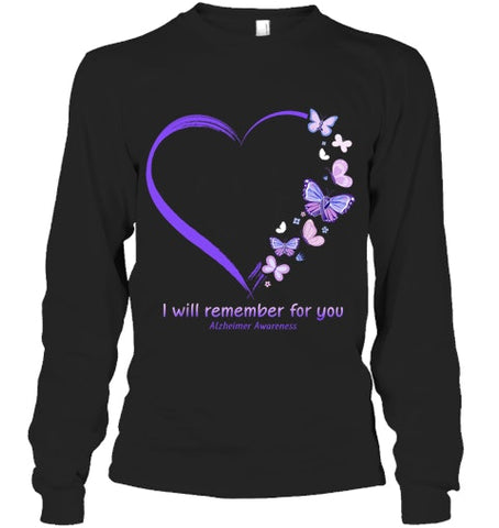 Image of I Will Remember For You Butterfly Alzheimer s Awareness T Shirt