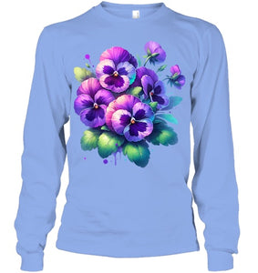 Alzheimer purple floral pansy dementia alzheimer s awareness T Shirt