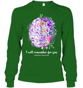 I Will Remember For You Brain Alzheimer s Awareness T Shirt