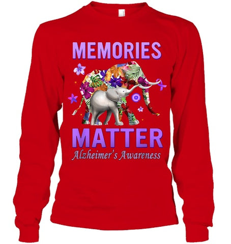 Image of Alzheimers Awareness Memories Matter Purple Elephant Womens T Shirt