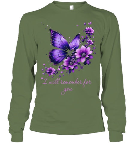 Image of Butterfly I Will Remember For You Alzheimer s Awareness T Shirt