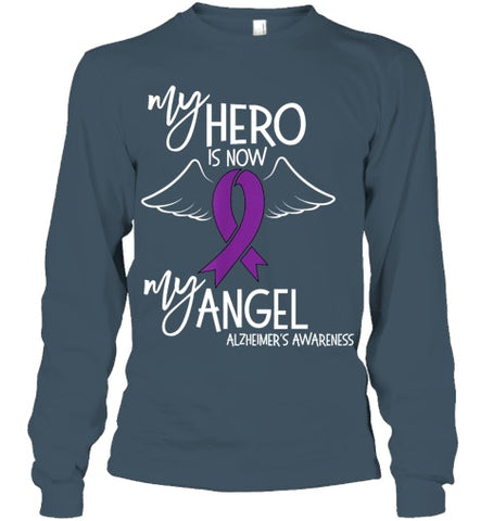 Image of My Hero is now my Angel Alzheimers Awareness T Shirt T shirt T Shirt