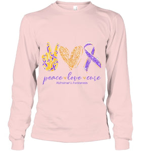 Peace Love Cure Alzheimer s Awareness T Shirt