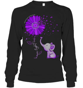 Hope Fight Cure Elephant Alzheimer s Purple Ribbon T Shirt