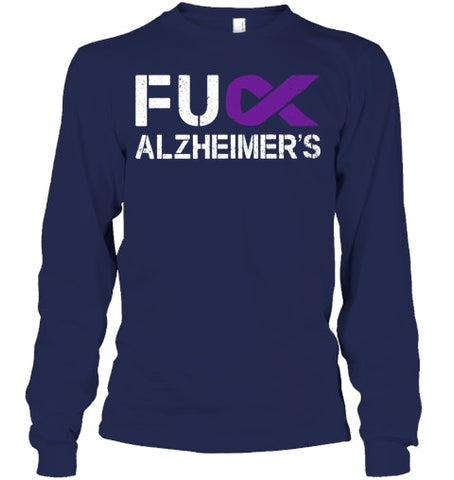 Image of Fuck FU Alzheimer s Awareness Month Purple Ribbon Fighter T Shirt