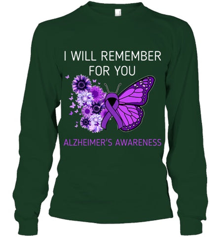 Image of Alzheimer s Awareness I Will Remember you Butterfly Women T Shirt