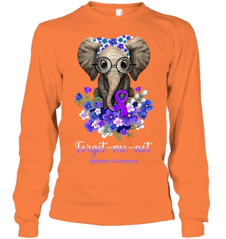 Image of Forget me not Alzheimer s Awareness Elephant Flower T Shirt