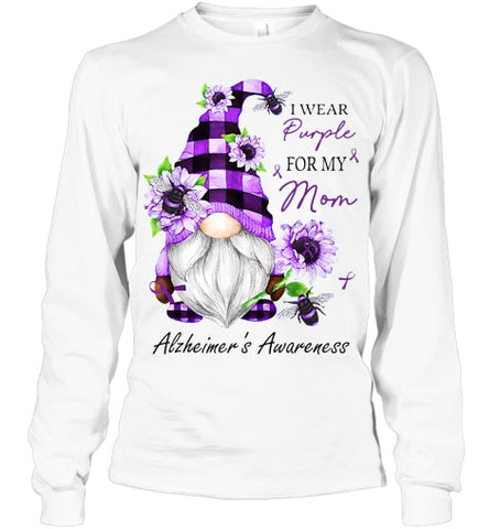 Image of I Wear Purple For My Mom Gnome Alzheimer's Awareness