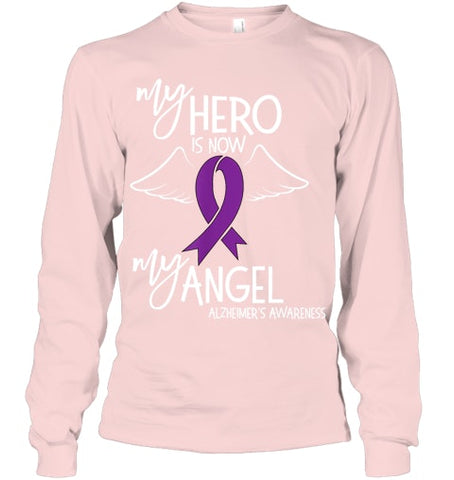 Image of My Hero is now my Angel Alzheimers Awareness T Shirt T shirt T Shirt