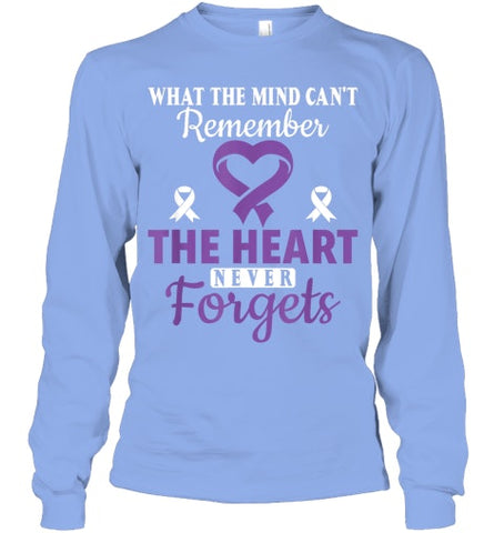 Image of The Heart Never Forgets Alzheimer's Awareness Purple Ribbon