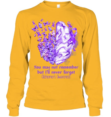 Image of Alzheimer s awareness, Dementia gift, Purple Butterfiles T Shirt