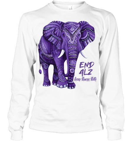 Image of Alzheimers Awareness Purple Elephant Awareness T Shirt