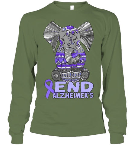 Image of Womens Alzheimer Awareness Shirts and gifts purple Elephant V Neck T Shirt